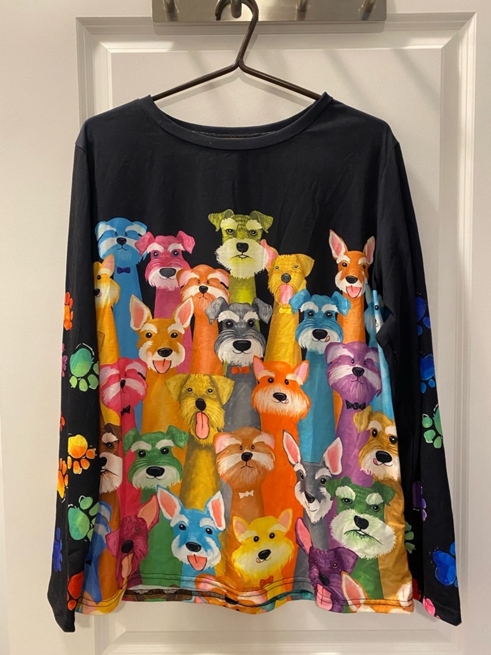 Colorful Multidog Print Long Sleeve Top